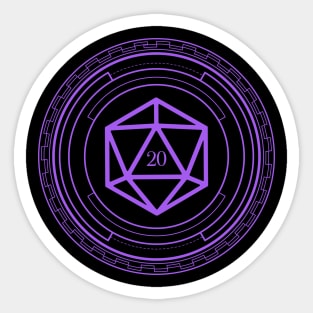 Minimalist Geometric Polyhedral D20 Dice Purple Tabletop Roleplaying RPG Gaming Addict Sticker